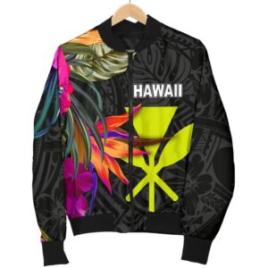 Hawaii Women's Bomber Jacket - Hibiscus Polynesian Pattern - BN39 Bomber Jacket