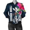 Hawaii Women's Bomber Jacket - Polynesian Hibiscus with Summer Vibes - BN15 Bomber Jacket