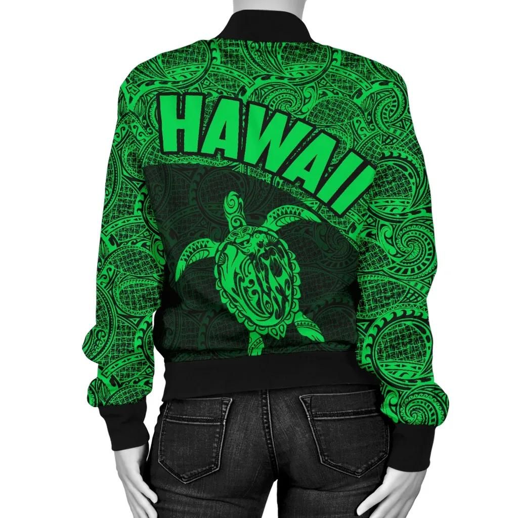 Hawaii-Womens-Bomber-Jacket-Turtle-Mermaid-Polynesian-Green-Version-TH0-Bomber-Jacket-2