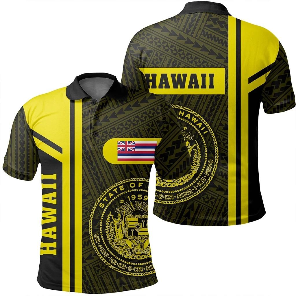 Hawaii Yellow Polo Shirt- Boba Style - AH - J14 Hawaii Yellow Polo Shirt- Boba Style - AH - J14