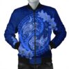 Hawaii Yin Yang Turtle Shark Hibiscus Plumeria Bomber Jacket - Blue - AH - J4R Bomber Jacket