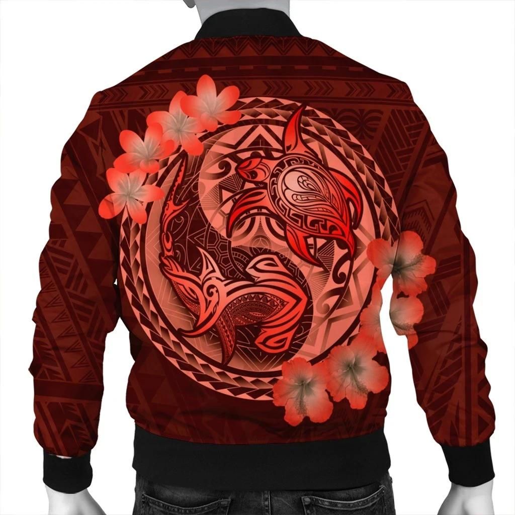 Hawaii-Yin-Yang-Turtle-Shark-Hibiscus-Plumeria-Bomber-Jacket-Orange-AH-J4R-1