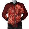 Hawaii Yin Yang Turtle Shark Hibiscus Plumeria Bomber Jacket - Orange - AH - J4R