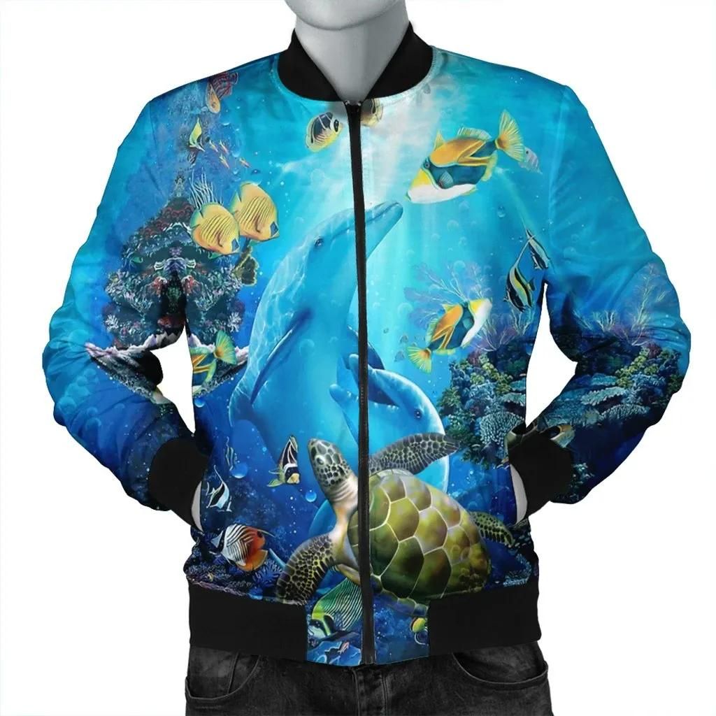 Hawaiian Animal Ocean Bomber Jacket - AH - K5 Bomber Jacket Hawaiian Animal Ocean Bomber Jacket - AH - K5 Bomber Jacket