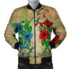 Hawaiian Blue And Red Hibiscus Polynesian Bomber Jacket - AH - JR Bomber Jacket