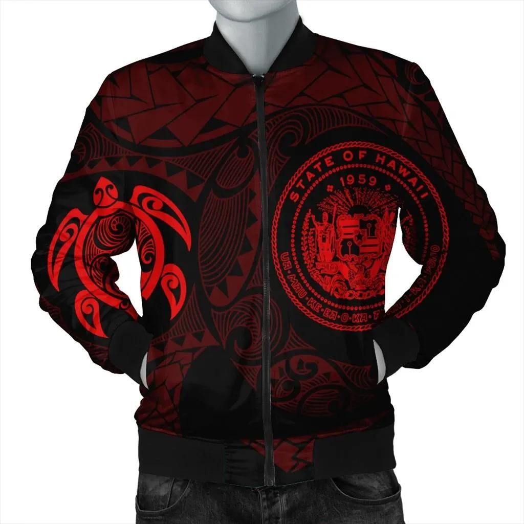 Hawaiian Coat Of Arms Turtle Polynesian Bomber Jacket Red AH - J7R Bomber Jacket Hawaiian Coat Of Arms Turtle Polynesian Bomber Jacket Red AH - J7R Bomber Jacket