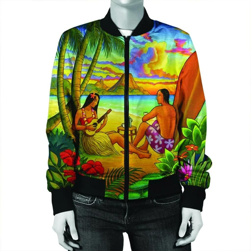 Hawaiian-Couple-Sing-A-Song-On-Beach-Sunset-Bomber-Jacket-AH-JR-Bomber-Jacket-2