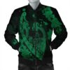 Hawaiian Fish Hook Hibiscus Banzai Surfing Polynesian Bomber Jacket Green - AH - J5R Bomber Jacket