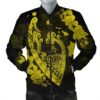 Hawaiian Fish Hook Hibiscus Banzai Surfing Polynesian Bomber Jacket Yellow - AH - J5R Bomber Jacket