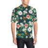 Hawaiian Flower Design With Seaturtle Print Men Polo Shirt