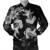 Hawaiian Hammerhead Shark Hibiscus White Polynesian Bomber Jacket - AH - J4R Bomber Jacket