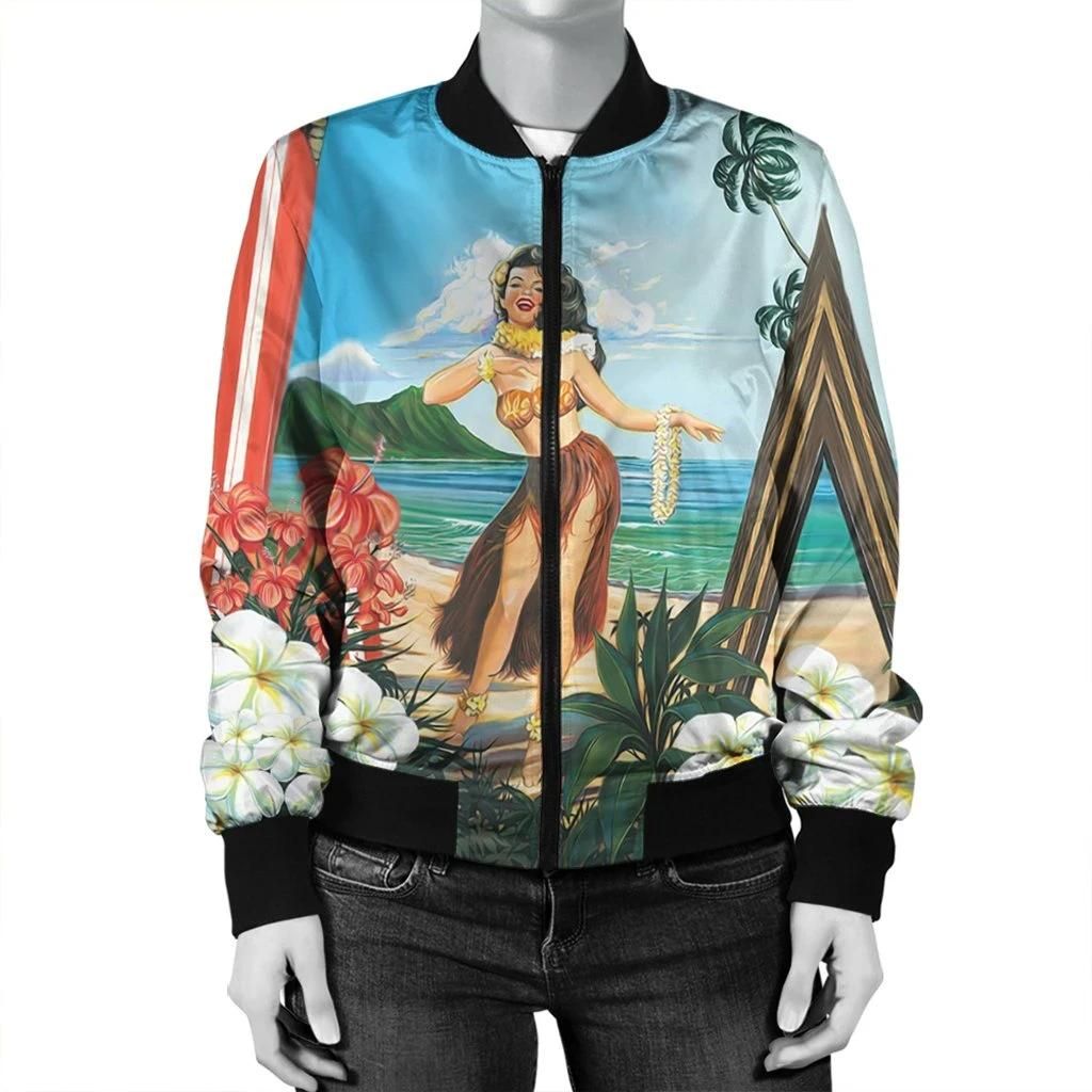 Hawaiian-Hibiscus-Aloha-Hula-Girl-Dance-On-The-Beach-Bomber-Jacket-AH-JR-Bomber-Jacket-2