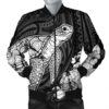 Hawaiian Hibiscus Memory Turtle Polynesian Bomber Jacket White - AH - JR Bomber Jacket