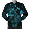 Hawaiian Hibiscus Sea Turtle Swim Polynesian Bomber Jacket - Blue - AH - J5R Bomber Jacket