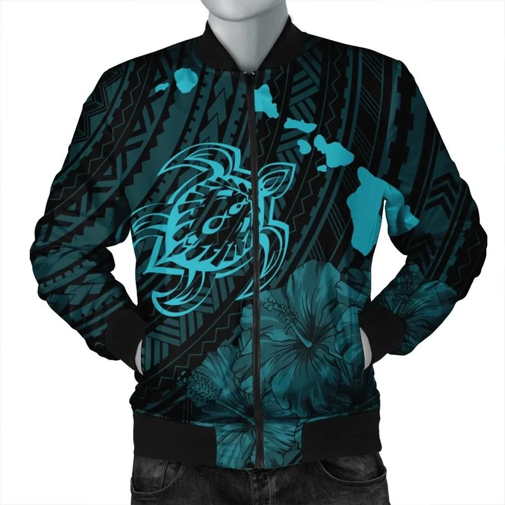 Hawaiian Hibiscus Sea Turtle Swim Polynesian Bomber Jacket - Blue - AH - J5R Bomber Jacket Hawaiian Hibiscus Sea Turtle Swim Polynesian Bomber Jacket - Blue - AH - J5R Bomber Jacket