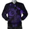 Hawaiian Hibiscus Sea Turtle Swim Polynesian Bomber Jacket - Purple - AH - J5R Bomber Jacket