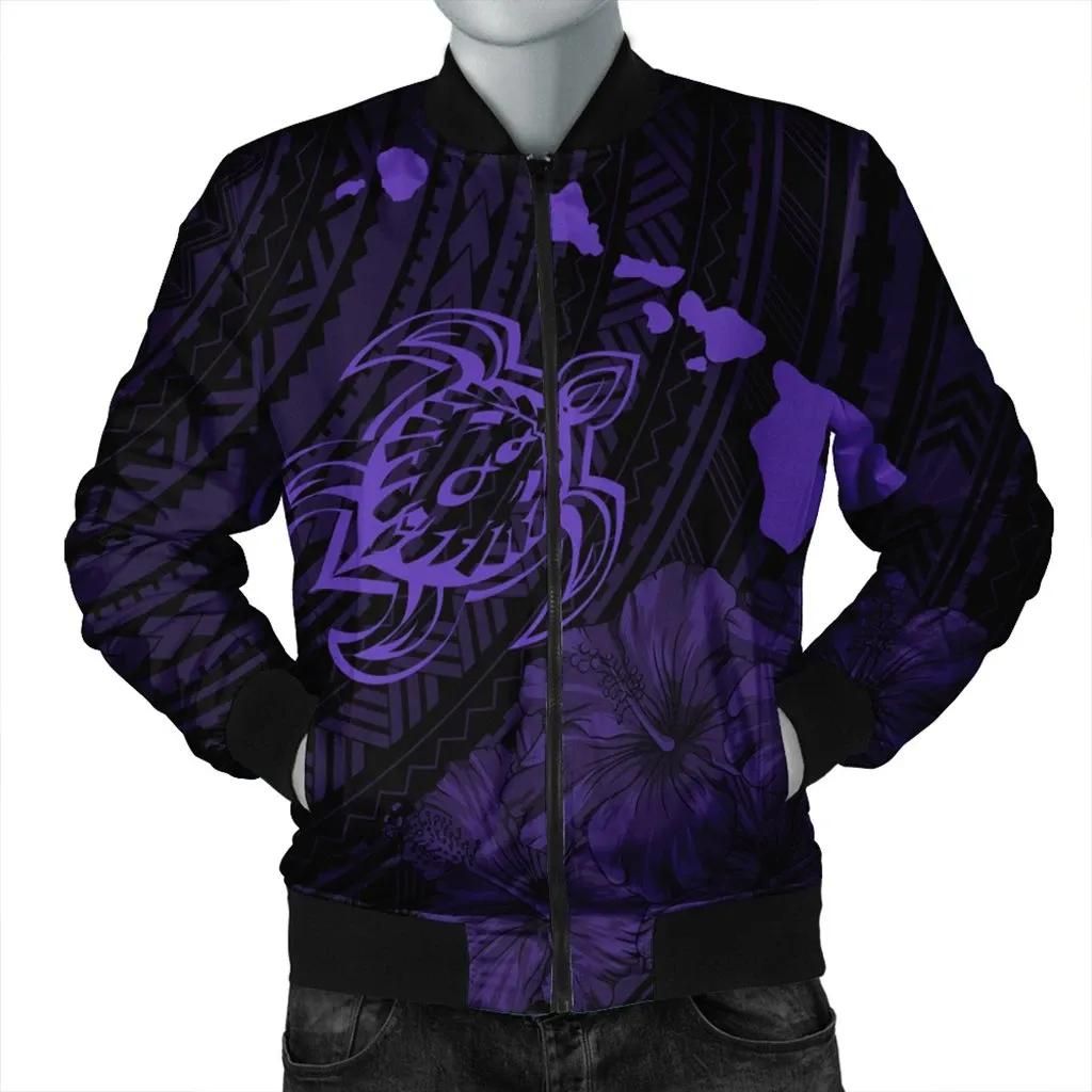 Hawaiian Hibiscus Sea Turtle Swim Polynesian Bomber Jacket - Purple - AH - J5R Bomber Jacket Hawaiian Hibiscus Sea Turtle Swim Polynesian Bomber Jacket - Purple - AH - J5R Bomber Jacket