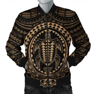 Hawaiian Kakau Honu Arc Polynesian Gold Bomber Jacket - AH - JGR Bomber Jacket