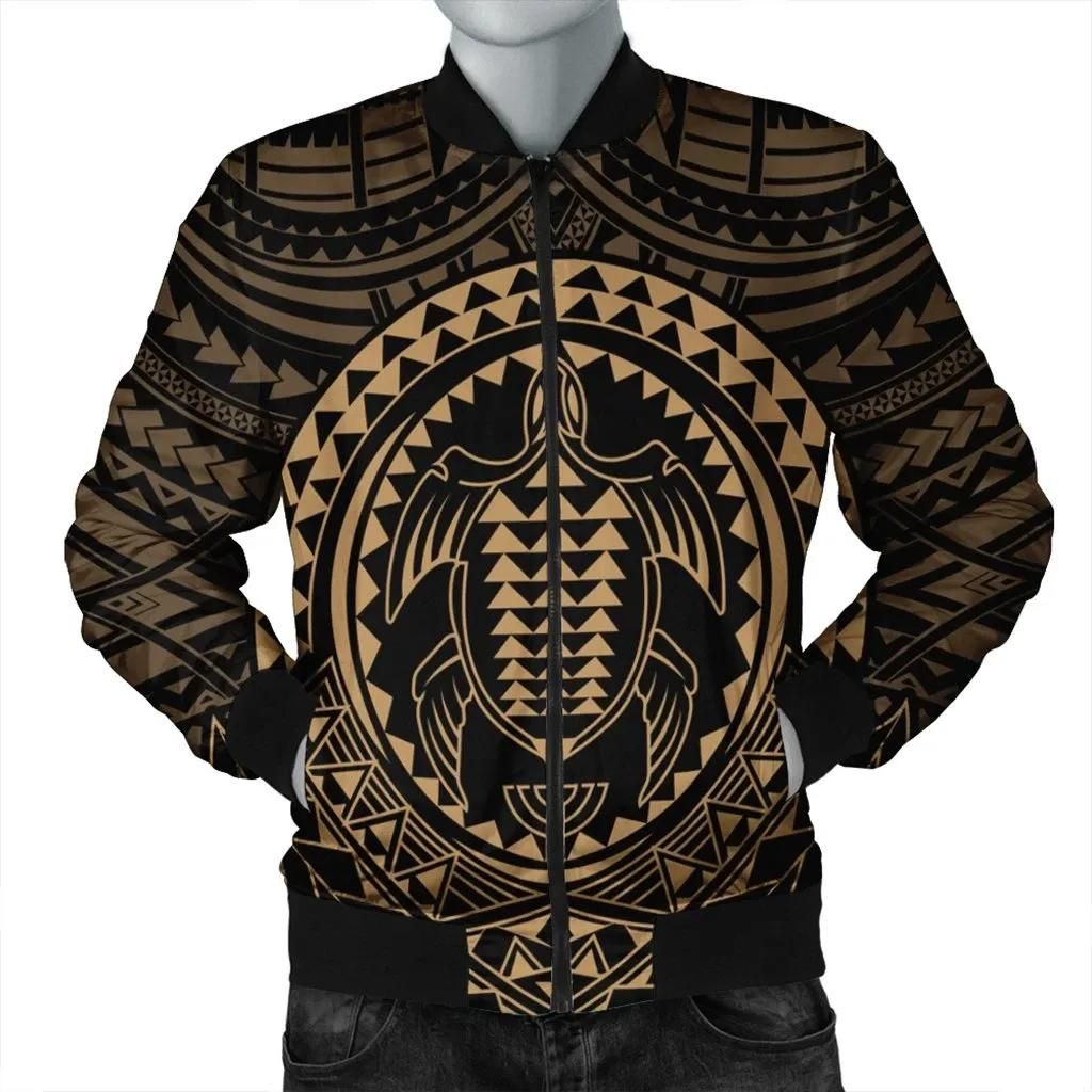 Hawaiian Kakau Honu Arc Polynesian Gold Bomber Jacket - AH - JGR Bomber Jacket Hawaiian Kakau Honu Arc Polynesian Gold Bomber Jacket - AH - JGR Bomber Jacket