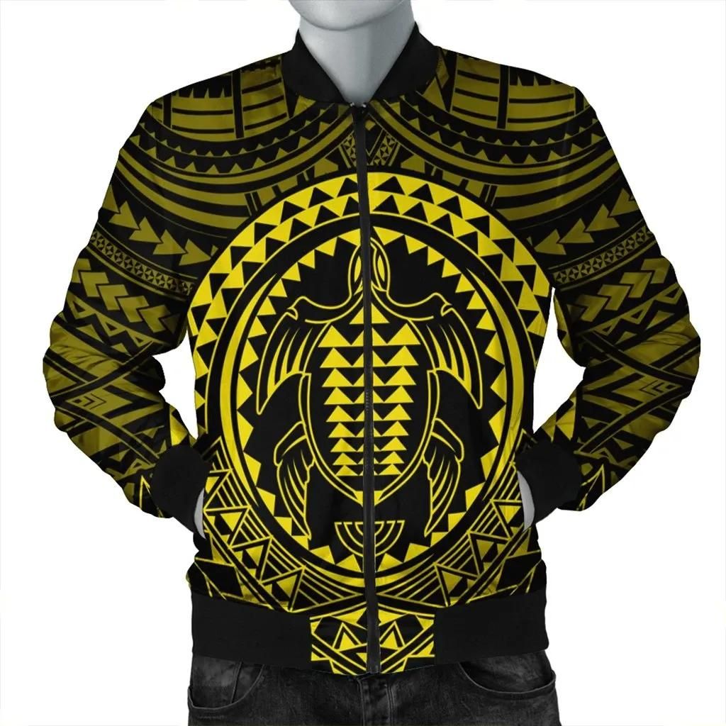 Hawaiian Kakau Honu Arc Polynesian Yellow Bomber Jacket - AH - JGR Bomber Jacket Hawaiian Kakau Honu Arc Polynesian Yellow Bomber Jacket - AH - JGR Bomber Jacket