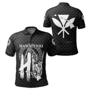 Hawaiian Kamehameha Kakau Polo Shirt White - AH - J7
