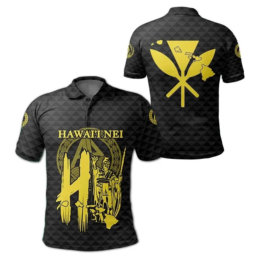 Hawaiian Kamehameha Kakau Polo Shirt Yellow - AH - J7 Hawaiian Kamehameha Kakau Polo Shirt Yellow - AH - J7