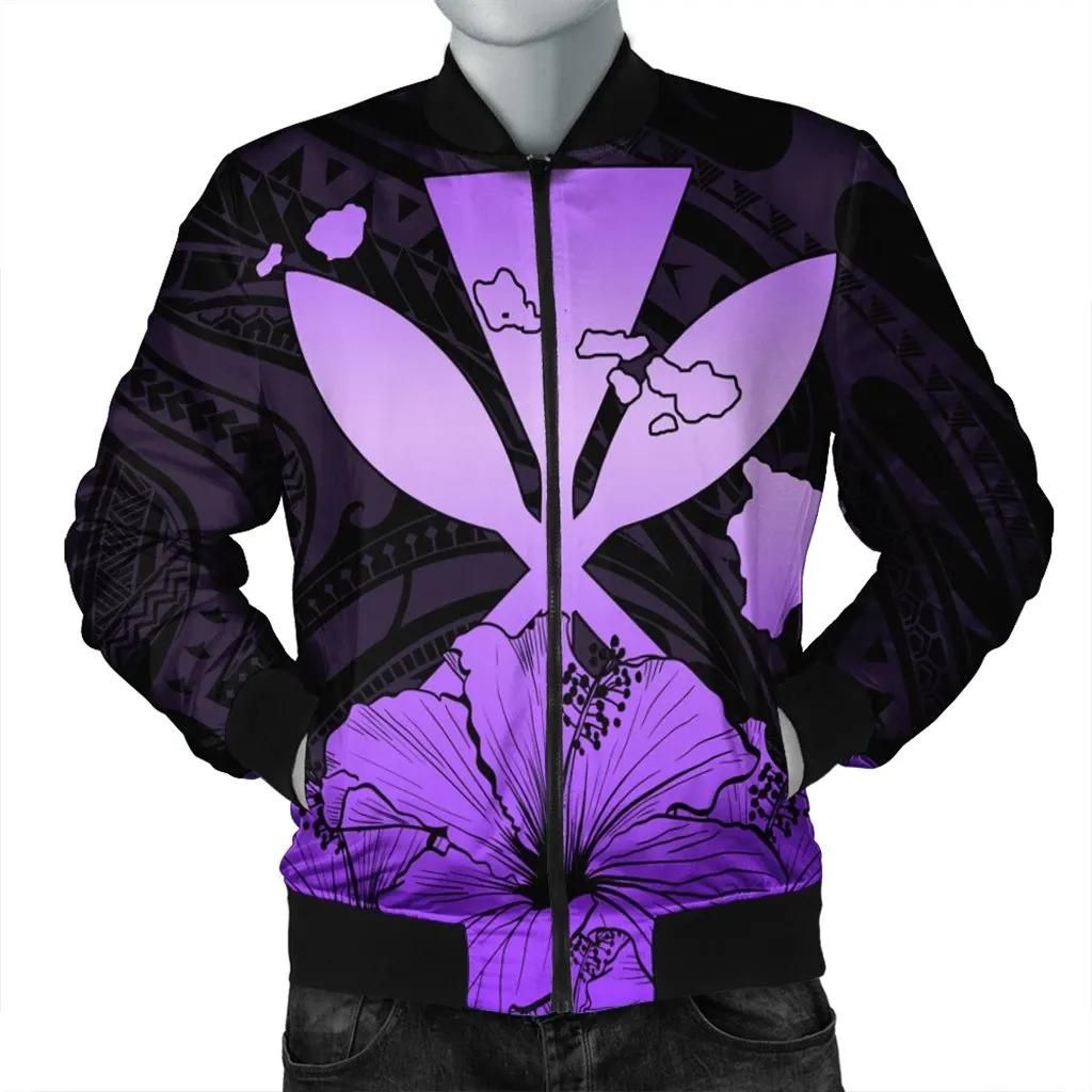 Hawaiian Kanaka Bomber Jacket Hibiscus Polynesian Love - Violet - AH - JR Bomber Jacket Hawaiian Kanaka Bomber Jacket Hibiscus Polynesian Love - Violet - AH - JR Bomber Jacket