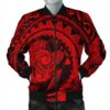 Hawaiian Kanaka Honu Map Hibiscus Globular Polynesian Red Bomber Jacket - AH - JR Bomber Jacket