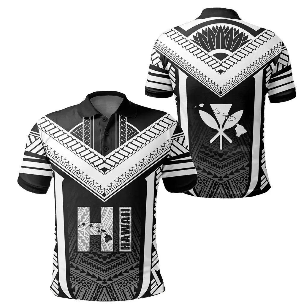 Hawaiian Kanaka Polynesian Polo Shirt Active White - AH - J77 Hawaiian Kanaka Polynesian Polo Shirt Active White - AH - J77