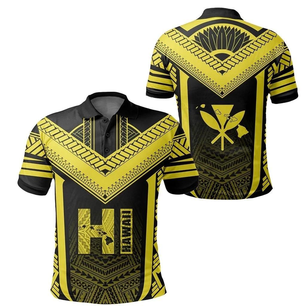 Hawaiian Kanaka Polynesian Polo Shirt Active Yellow - AH - J77 Hawaiian Kanaka Polynesian Polo Shirt Active Yellow - AH - J77