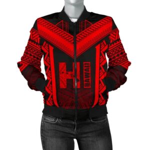 Hawaiian Kanaka Polynesian Women's Bomber Jacket Active Red - AH - J77 Bomber Jacket