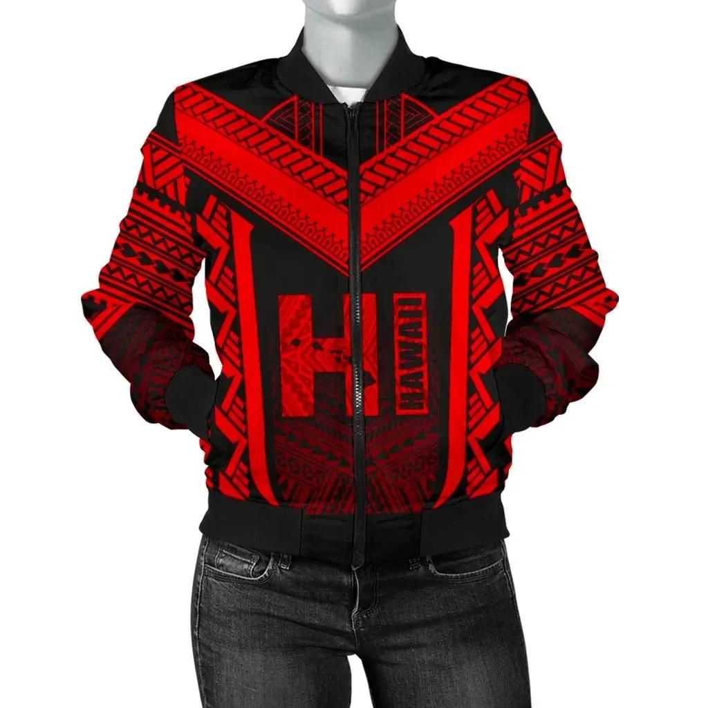 Hawaiian Kanaka Polynesian Women's Bomber Jacket Active Red - AH - J77 Bomber Jacket Hawaiian Kanaka Polynesian Women's Bomber Jacket Active Red - AH - J77 Bomber Jacket