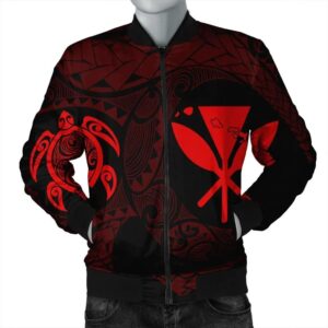 Hawaiian Kanaka Turtle Polynesian Bomber Jacket Red AH - J7R Bomber Jacket