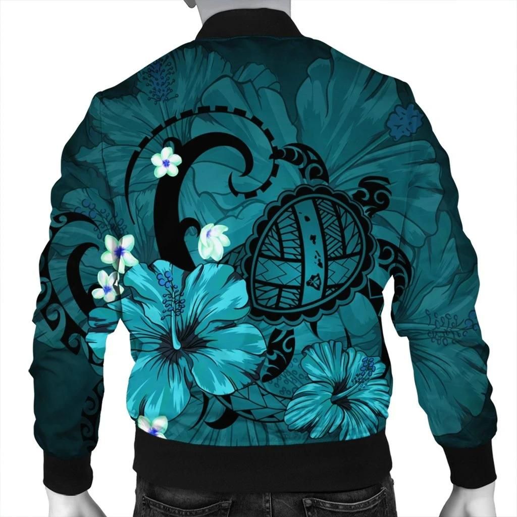 Hawaiian-Map-Big-Turtle-Hibiscus-Plumeria-Tribal-Polynesian-Bomber-Jacket-Turquoise-AH-J6R-Bomber-Jacket-1