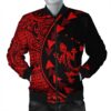 Hawaiian Map Gecko Tattoo Kakau Polynesian Bomber Jacket Red AH - J0R Bomber Jacket