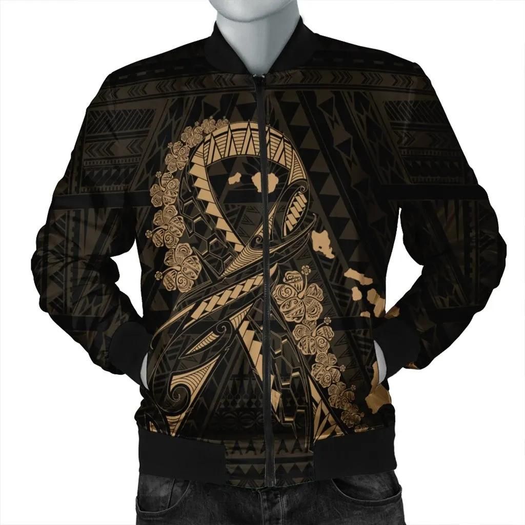 Hawaiian Map Heart Ribbon Cancer Hibiscus Gold Polynesian Bomber Jacket - AH - J4R Bomber Jacket Hawaiian Map Heart Ribbon Cancer Hibiscus Gold Polynesian Bomber Jacket - AH - J4R Bomber Jacket