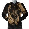 Hawaiian Map Hibiscus Turtle Fish Hook Polynesian Bomber Jacket Gold - AH - J5R Bomber Jacket