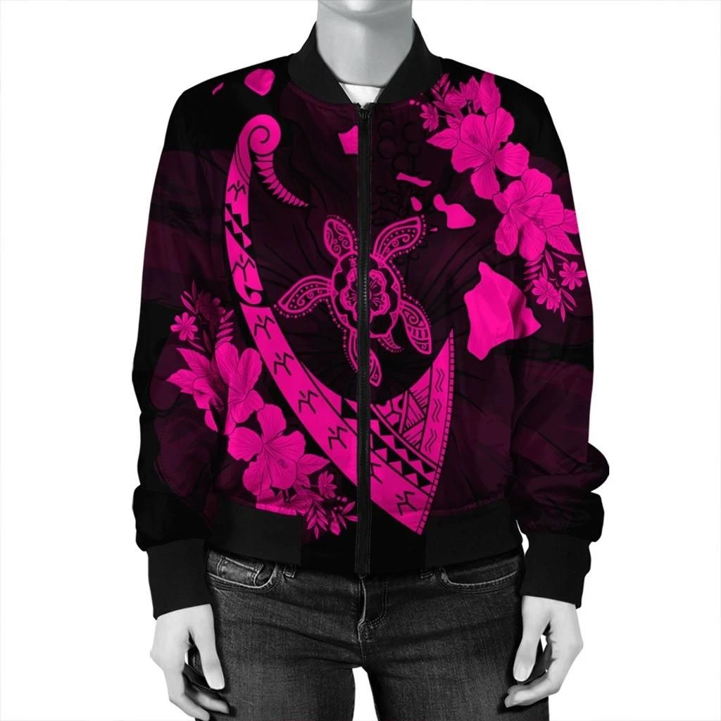 Hawaiian-Map-Hibiscus-Turtle-Fish-Hook-Polynesian-Bomber-Jacket-Pink-AH-J5R-Bomber-Jacket-2