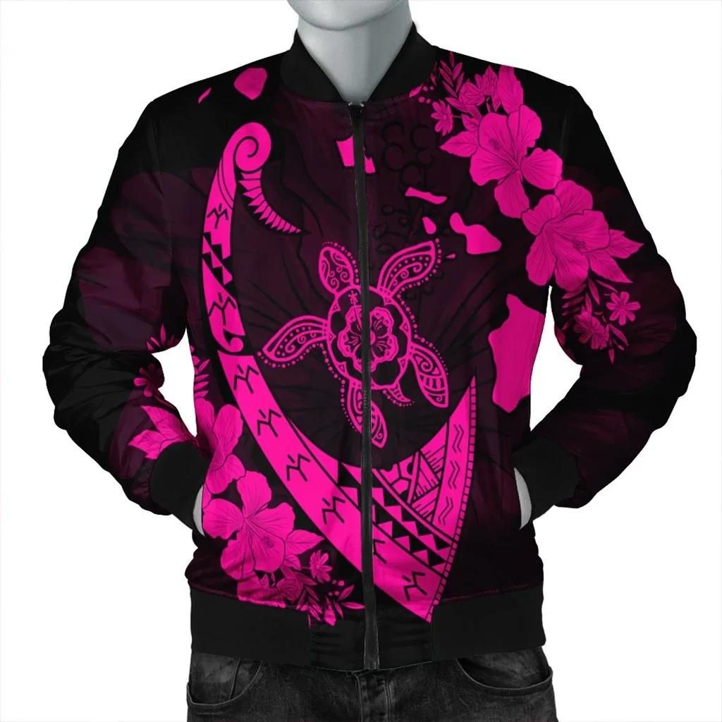 Hawaiian Map Hibiscus Turtle Fish Hook Polynesian Bomber Jacket Pink - AH - J5R Bomber Jacket Hawaiian Map Hibiscus Turtle Fish Hook Polynesian Bomber Jacket Pink - AH - J5R Bomber Jacket