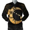 Hawaiian Map Hibiscus Turtle Polynesian Moon Bomber Jacket Yellow - AH - JR Bomber Jacket