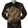 Hawaiian Map Hula Girl Hibiscus Kanaka Polynesian Bomber Jacket - Gold - AH - J4R
