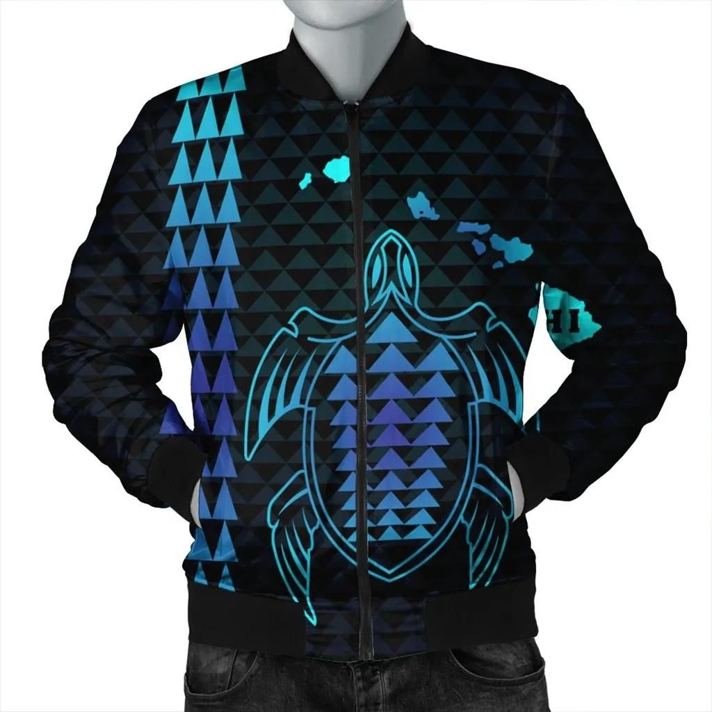 Hawaiian Map Kakau Turtle Polynesian Bomber Jacket - Blue - AH - J4R Bomber Jacket Hawaiian Map Kakau Turtle Polynesian Bomber Jacket - Blue - AH - J4R Bomber Jacket