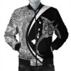 Hawaiian Map Manta Ray Polynesian Bomber Jacket - White - Circle Style - AH - J4R Bomber Jacket