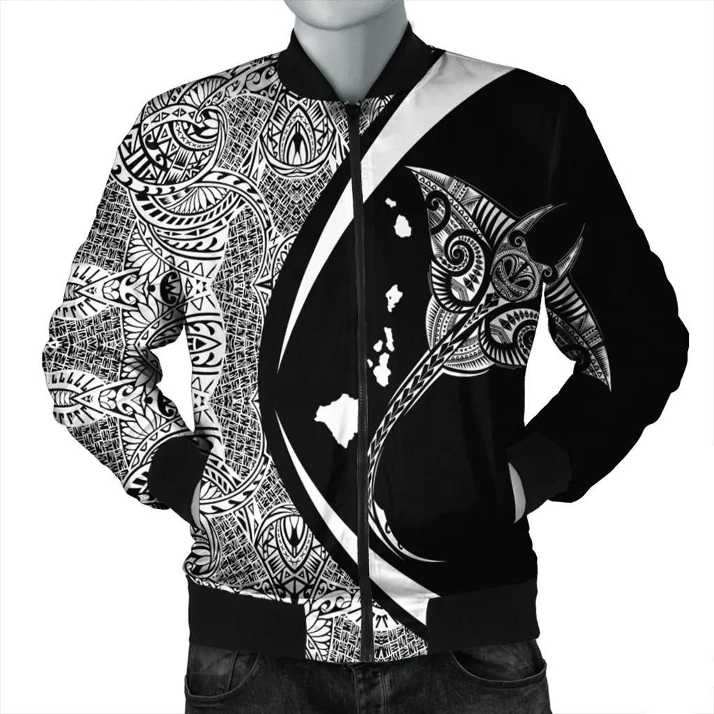 Hawaiian Map Manta Ray Polynesian Bomber Jacket - White - Circle Style - AH - J4R Bomber Jacket Hawaiian Map Manta Ray Polynesian Bomber Jacket - White - Circle Style - AH - J4R Bomber Jacket