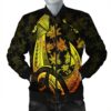 Hawaiian Map Palm Trees Fish Hook Polynesian Bomber Jacket Colorful Yellow - AH - J5R Bomber Jacket