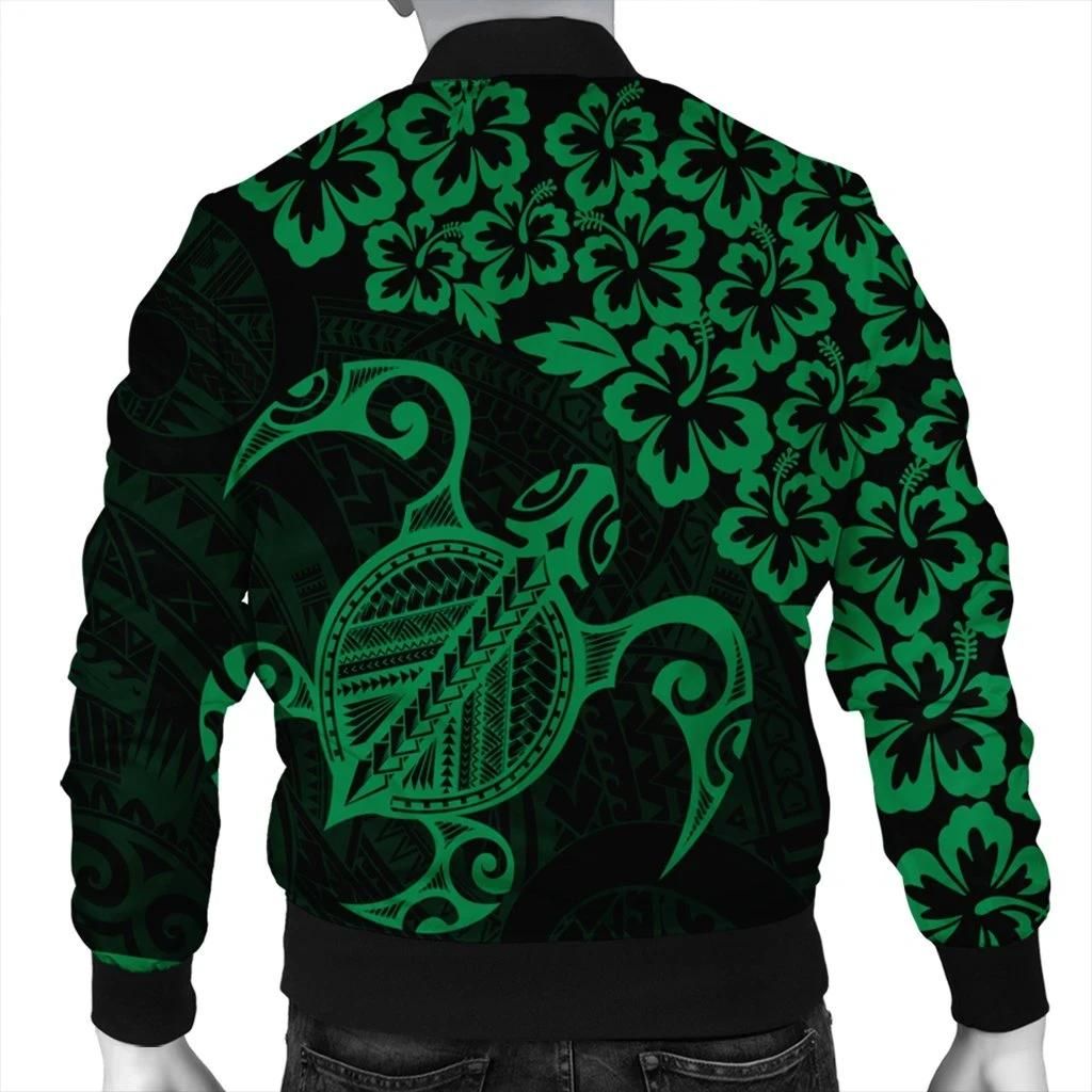 Hawaiian-Map-Turtle-Hibiscus-Kanaka-Polynesian-Bomber-Jacket-Green-AH-J4R-Bomber-Jacket-1