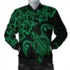 Hawaiian Map Turtle Hibiscus Kanaka Polynesian Bomber Jacket - Green - AH - J4R Bomber Jacket