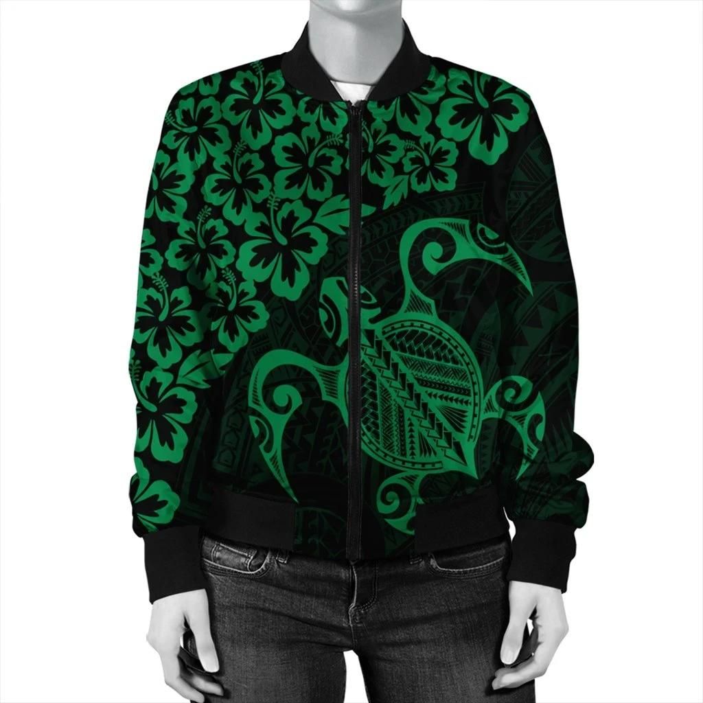 Hawaiian-Map-Turtle-Hibiscus-Kanaka-Polynesian-Bomber-Jacket-Green-AH-J4R-Bomber-Jacket-2