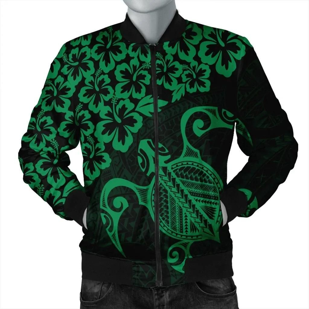 Hawaiian Map Turtle Hibiscus Kanaka Polynesian Bomber Jacket - Green - AH - J4R Bomber Jacket Hawaiian Map Turtle Hibiscus Kanaka Polynesian Bomber Jacket - Green - AH - J4R Bomber Jacket