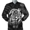Hawaiian Map Turtle Kanaka Hibiscus Polynesian Bomber Jacket - White - AH - J4R Bomber Jacket